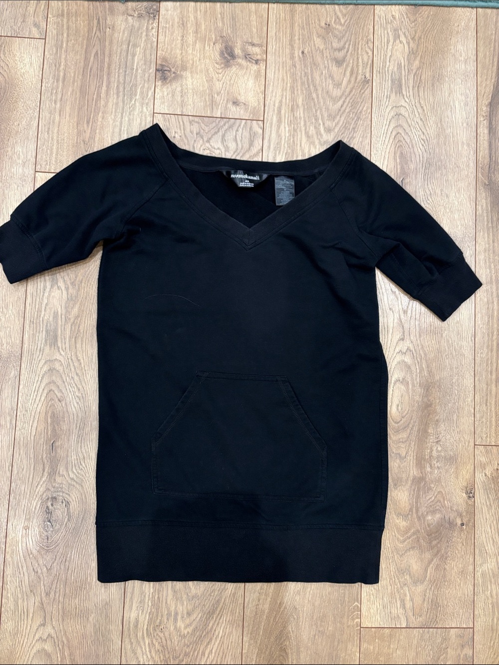 Norma Kamali Black V-Neck Mini Dress